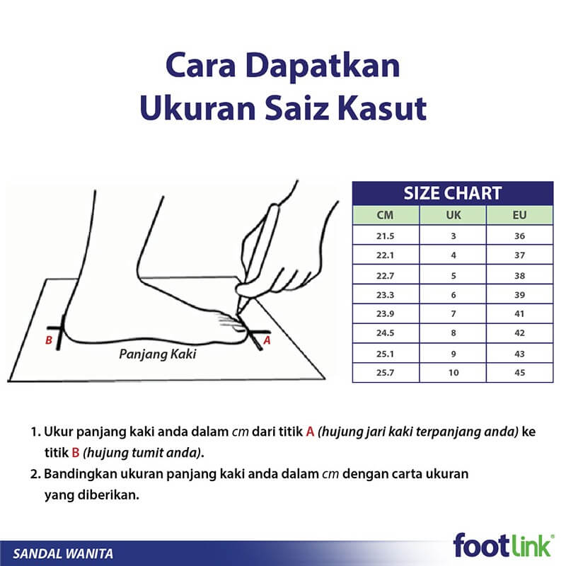 Ukuran kasut kesihatan Footlink 