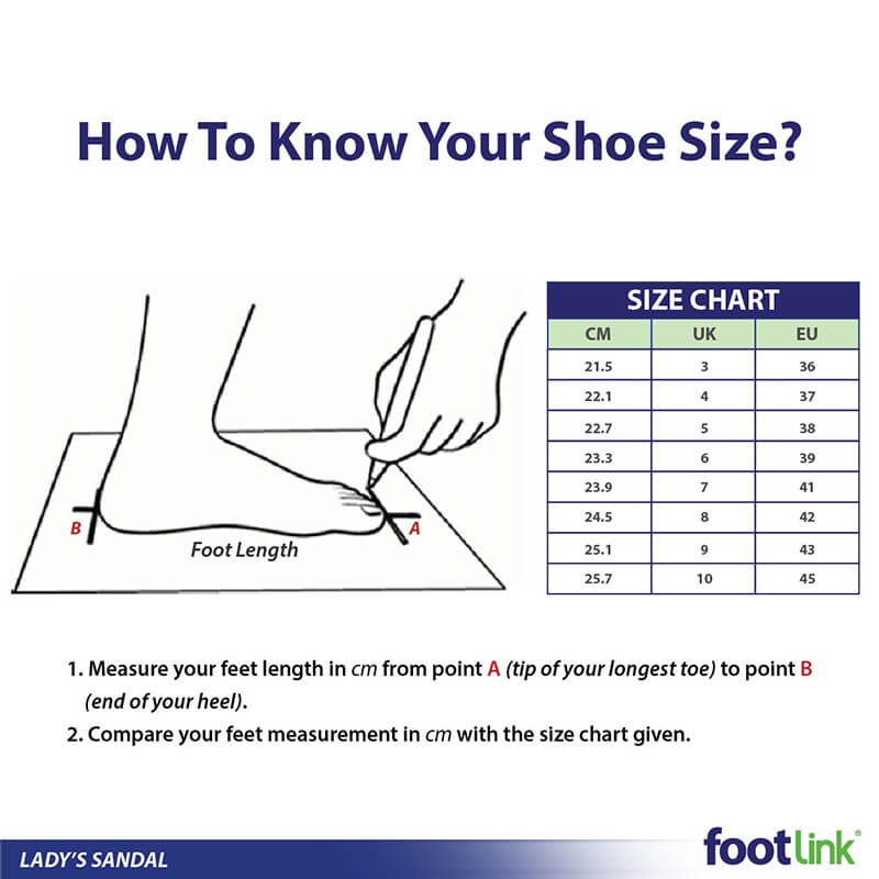 Footlink health shoes measuring chart